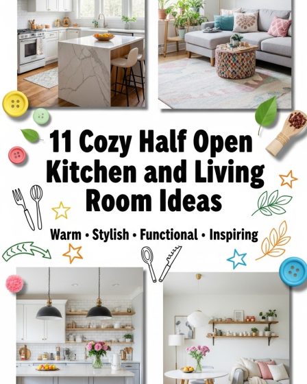 11 Cozy Half Open Kitchen and Living Room Ideas 11 Cozy Half Open Kitchen and Living Room Ideas