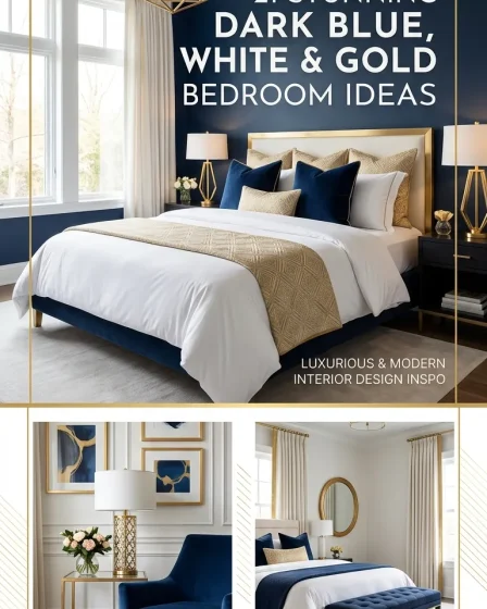 21 Dark Blue White and Gold Bedroom 21 Dark Blue White and Gold Bedroom